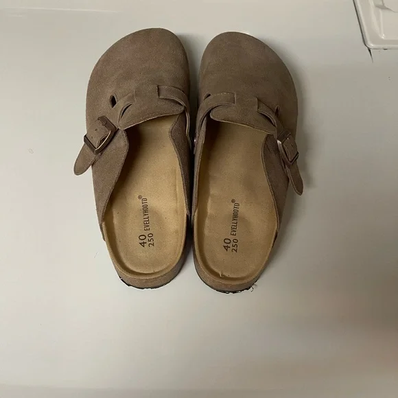 Tan Suede Clogs with Adjustable Buckle. Like new, only worn twice. So comfy! - Picture 4 of 9
